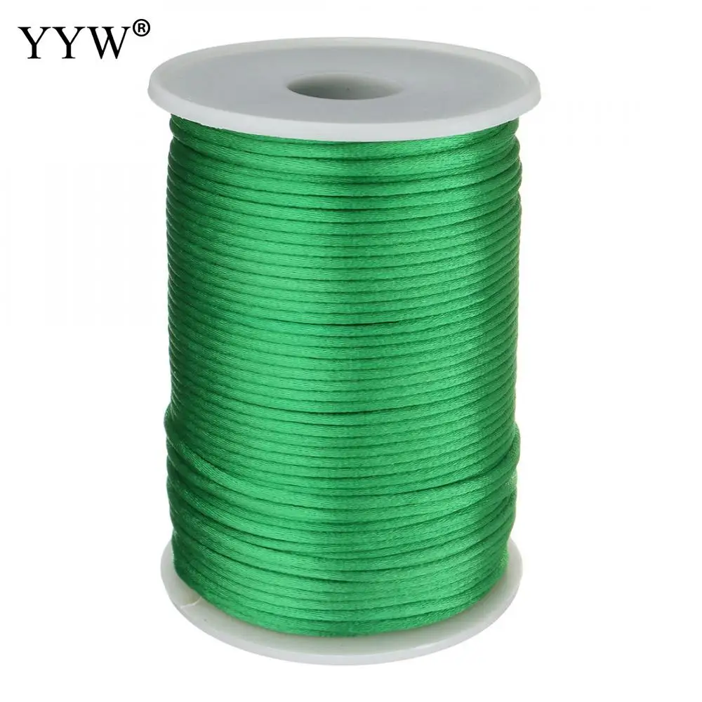 24 цвета, 100 ярдов/шт, 2 мм, смешанный нейлоновый сатиновый шнур, шелковистый шнур макраме, Плетенный бисером, браслет, нить - Цвет: green