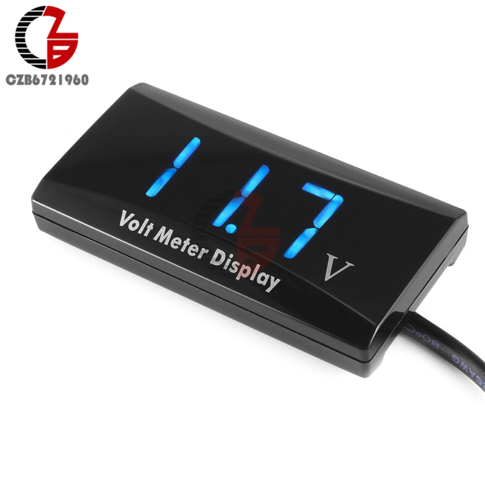 

DC 12V LED Digital Voltmeter Mini Waterproof Voltage Meter Volt Tester Panel Dector Monitor for Car Motorcycle Vehicle Ice Blue