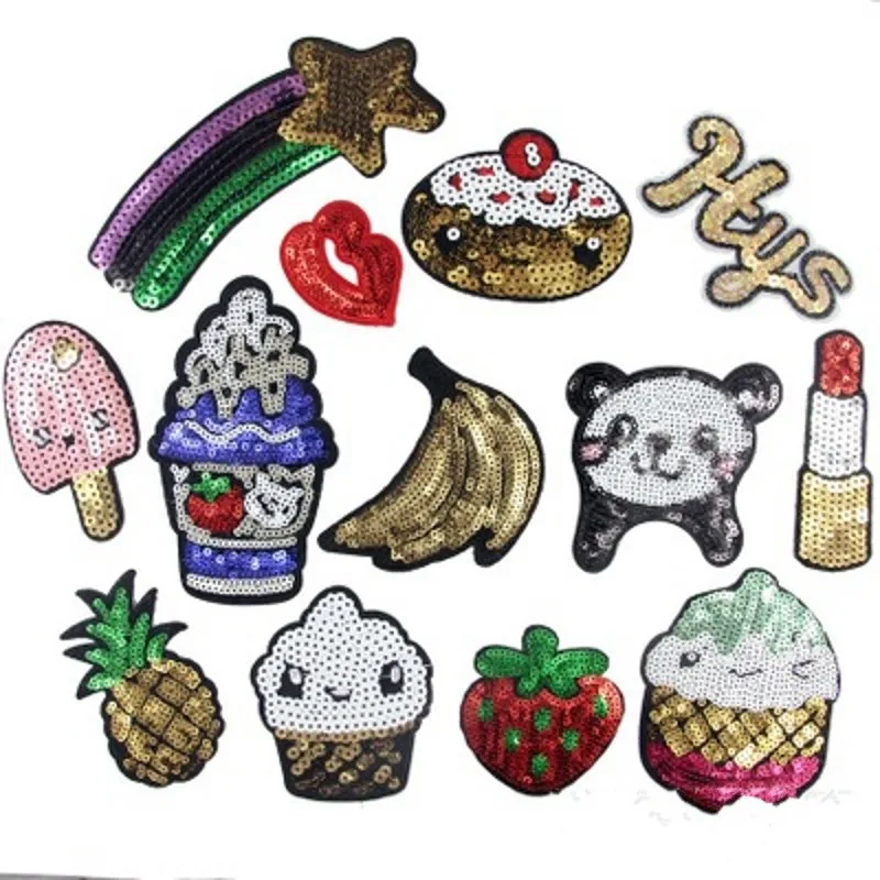 Sequins Patches Bead Embroidered Cloth Ice-cream Pineapple Mobile Phone Shell Accessories Clothing Package Decoration Paste | Дом и сад