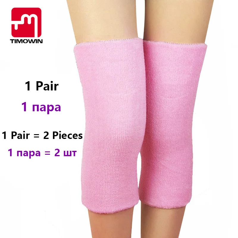 Pink Timowin 1 пара наколенник высокий эластичный наколенник Спорт на открытом воздухе защита колена сохраняет тепло Предотвращение артрита наколенник - Цвет: Pink