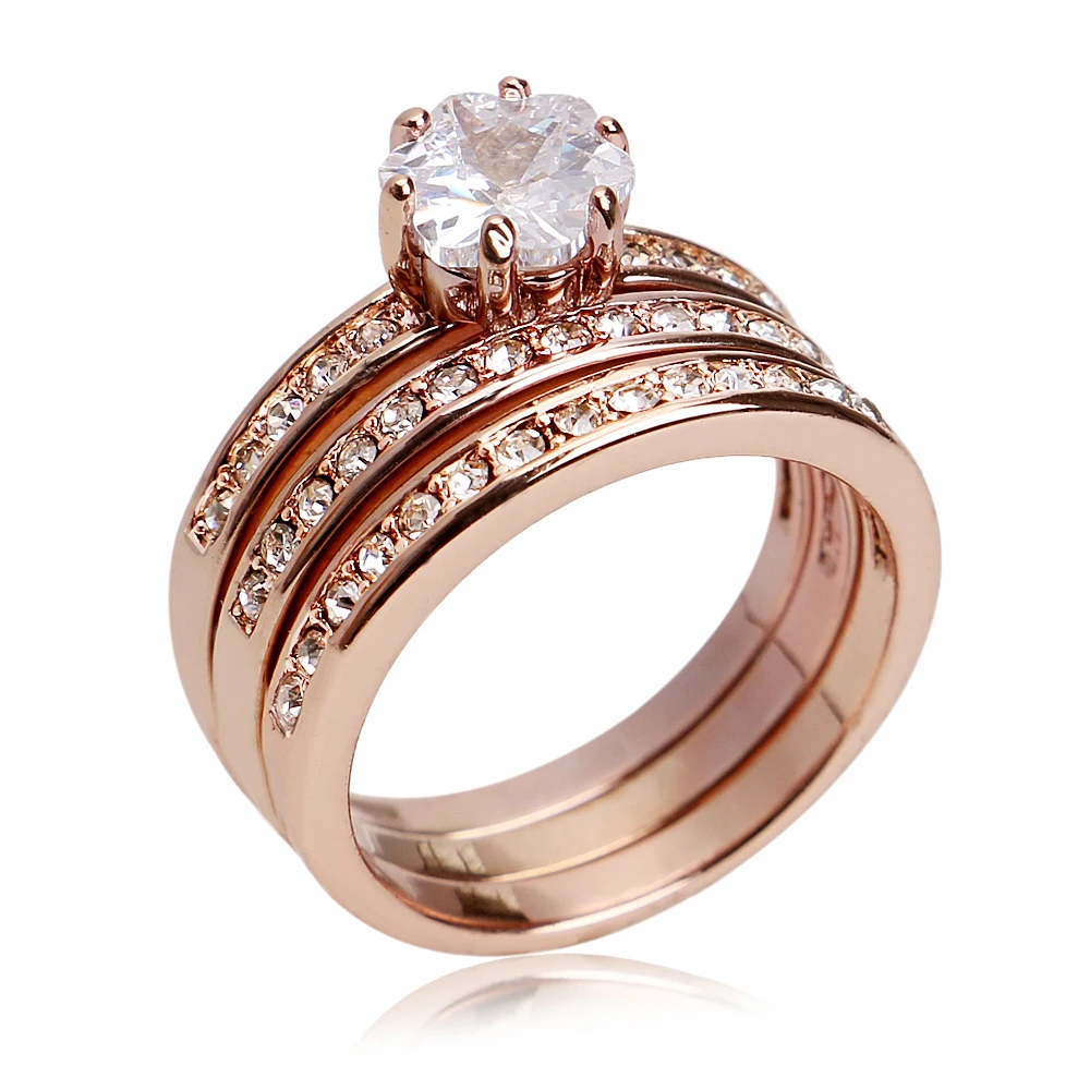 5Set/Lot 3pcs One Set 18kgp Jewelry Gold Rings Price With Stonesin