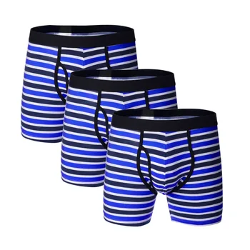 

3Pcs/lot Long Boxer Men Winter Mens Underwear Cotton Man Boxers Breathable Striped Shorts Boxershort Male Underpants