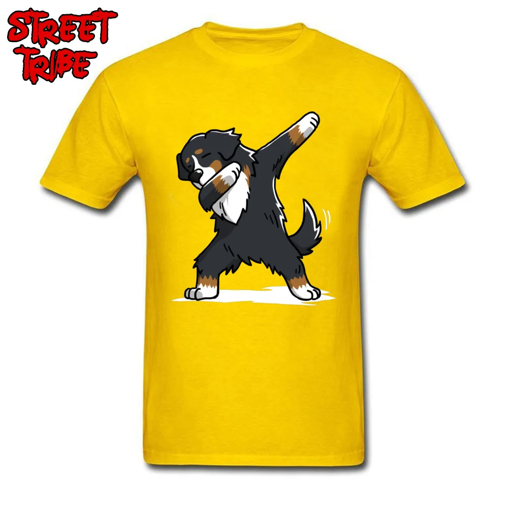 Family Men T Shirt Casual Casual Tshirts 100% Cotton Short Sleeve Camisa Tops T Shirt O Neck Top Quality Funny Dabbing Bernese Mountain Dog 11965 yellow