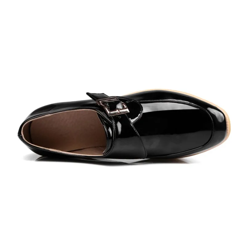 Casual Automne Coin Verni Black En Femme Chaussures Femmes Cuir Pompes Confort Talons white wine forme Plate Printemps Hauts Boucle q0Ow6O