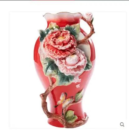 

The red and large ceramic vase in China is a beautiful vase with flowers on it