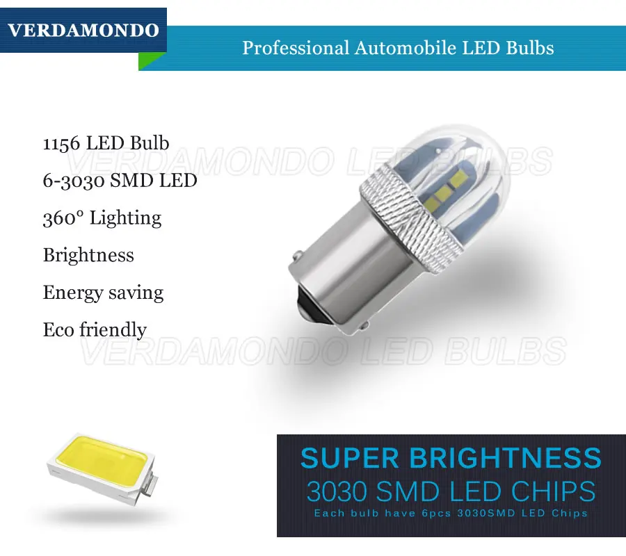 1 шт. супер яркий 1156 led BA15S P21W 3030 6 smd светильник Белый тормозной Реверсивный лампа сигнал вращения DRL задний светильник dc 12 В