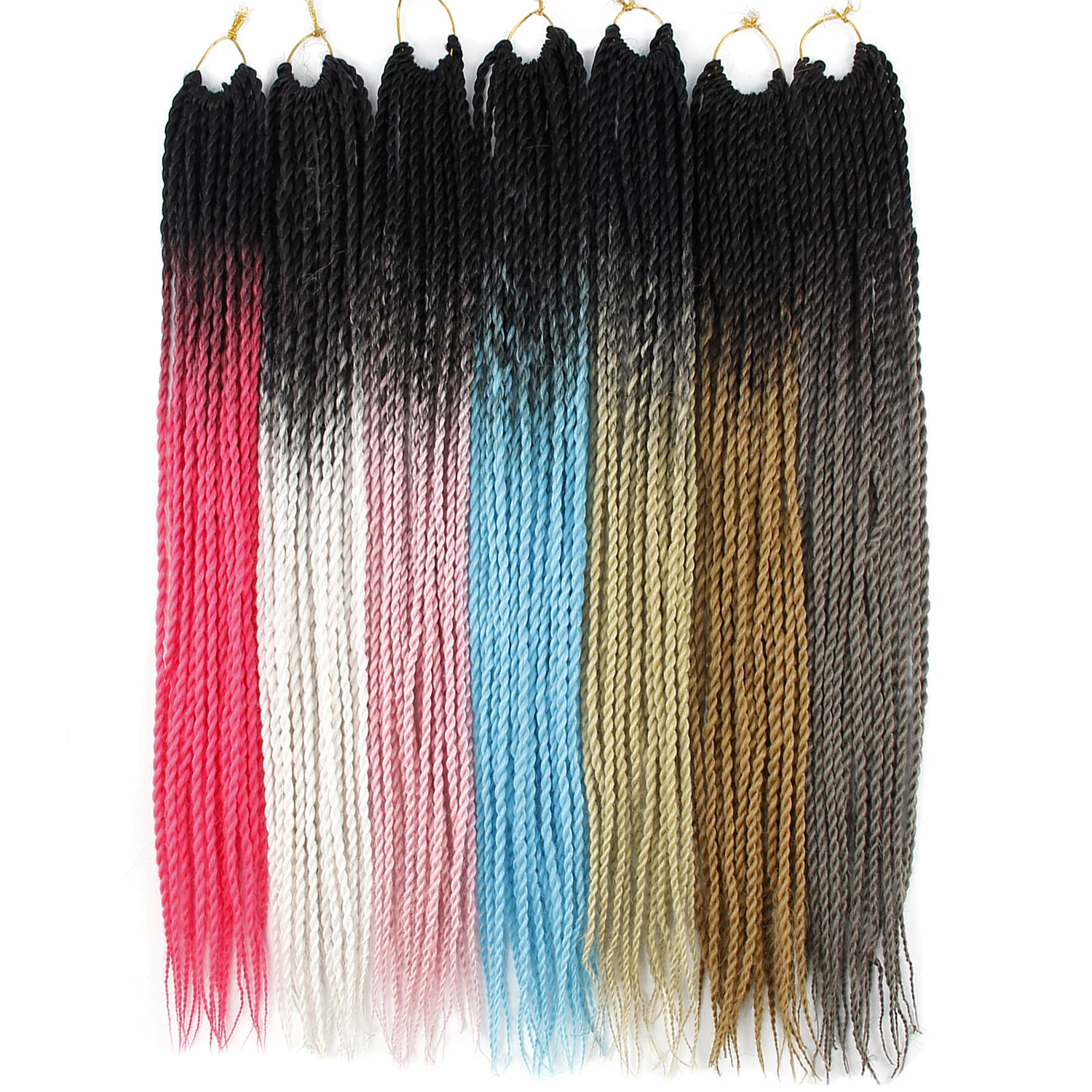 YxCherishair ombre braiding hair rainbow hair Senegalese Twist 24' synthetic hair extensions crochet twist hair braids