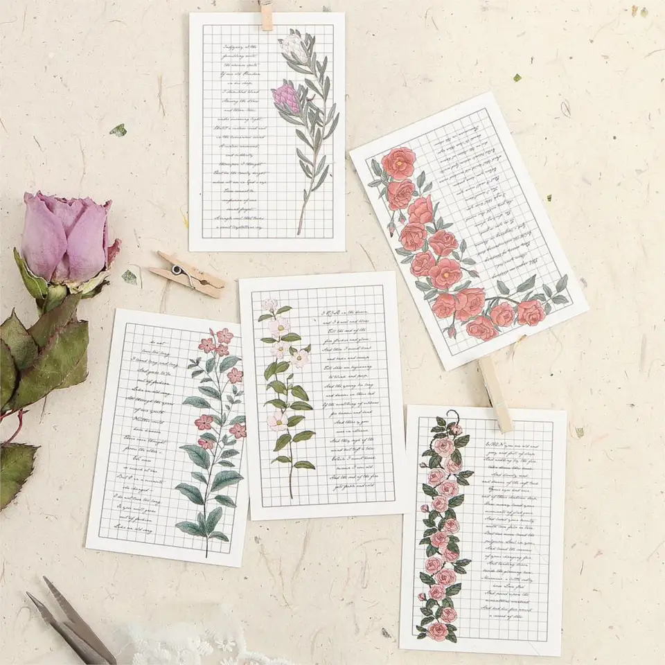 multi use 5.2*8cm 54pcs mini card love letter hide in flower
