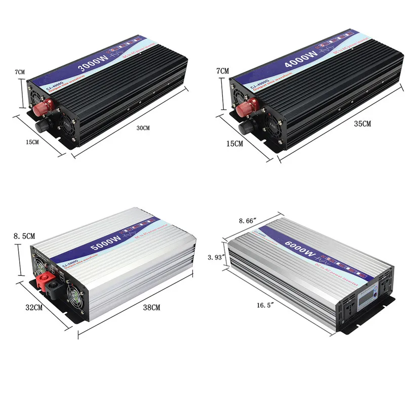 

New Intelligent Screen Pure Sine Wave Power Inverter 12V/24V To AC 220V 60Hz 3000W/4000W/5000W/6000W Converter LED Display