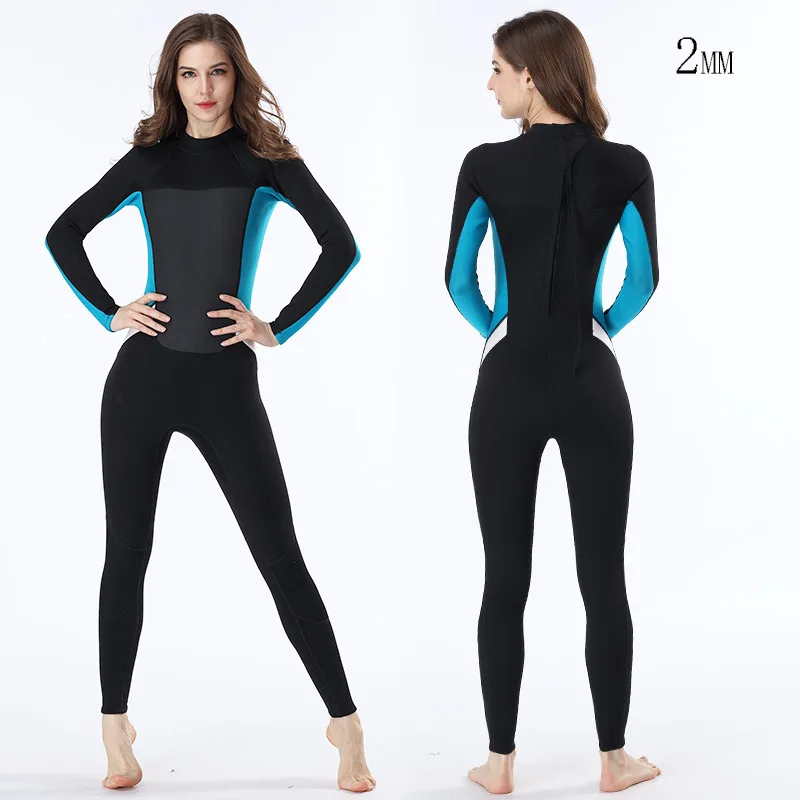 2mm Men Women wetsuit Long sleeved one piece Swimsuit neoprene Triathlon Diving suit Super Elastic Surf wet suit for cold water - Цвет: MY102