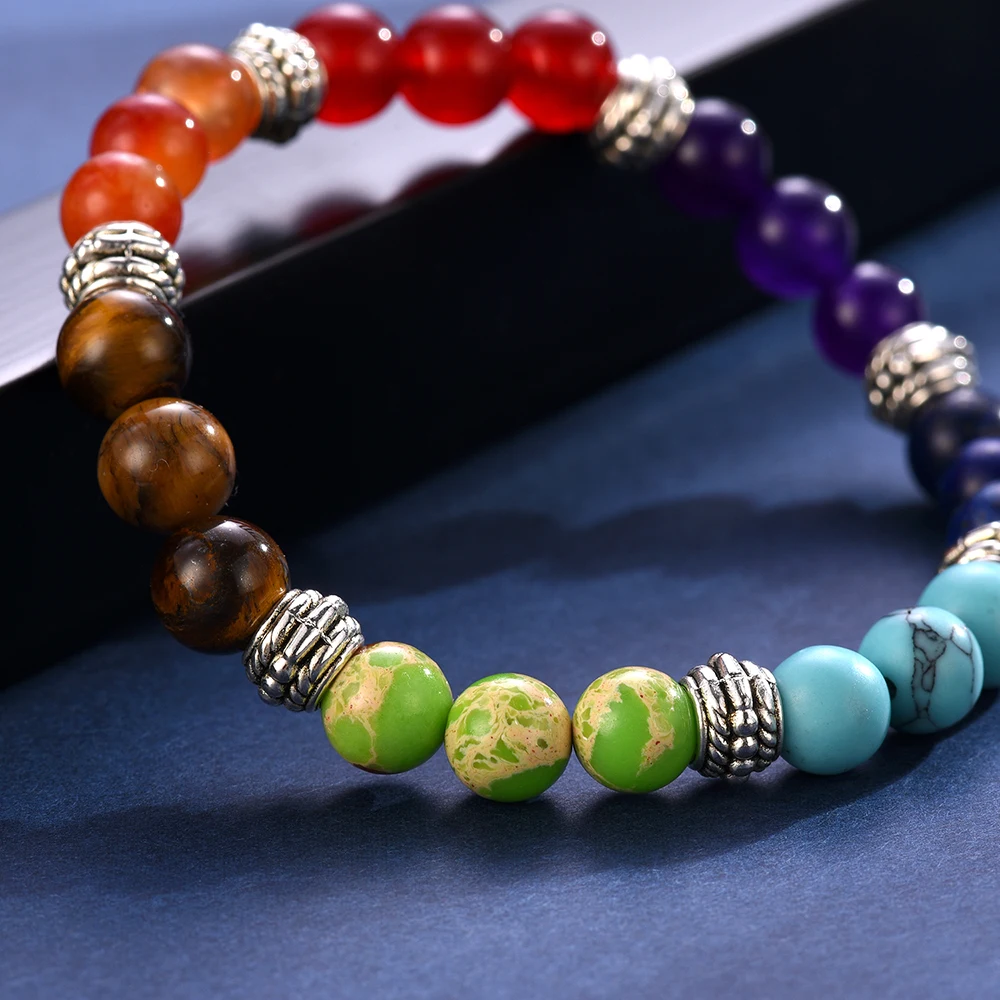 100% all Natural Stone Beads 7 Chakra Bracelet for Women Men Yoga Buddha Player Small / Big 2 Sizes Dorp Shipping Bracelets