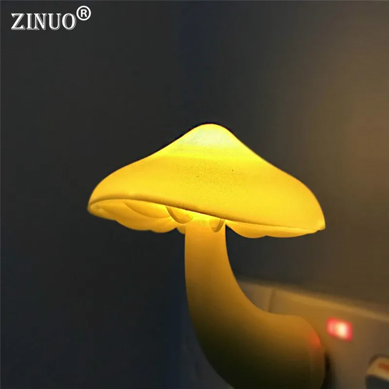 

ZINUO Led Light Sensor Night Light Mushroom Projector Wall Lamp Novelty Atmosphere Lamp with EU US Plug For Baby Children Child