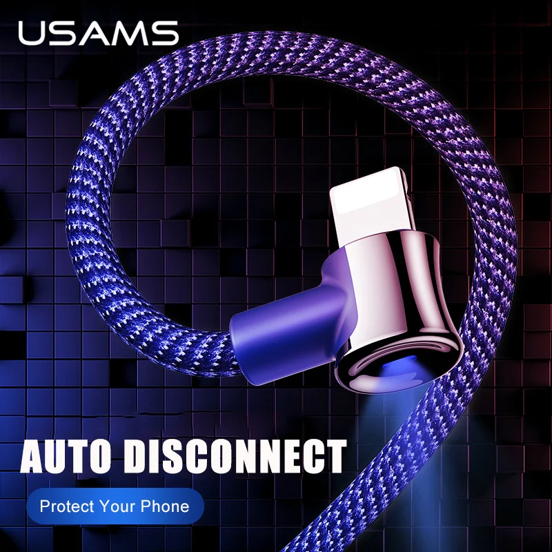 USAMS Smart power off USB кабель для iPhone 6 5 7 8 X XR XS 2A передачи данных автоматическое