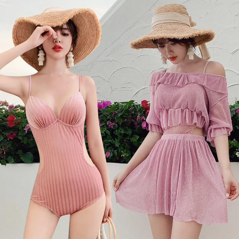 

One Piece Swimsuit Woman Swimwear With Push Up Women 2019 Bikinis Female Sexy Swim Suits Large Size New Underwire Bracket Skirt
