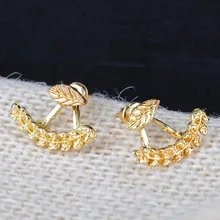 Fashion Earing Crystal Gold Silver Ear Jackets Jewelry High Quality Leaf Ear Clips Stud Earrings For Women 1 Pair