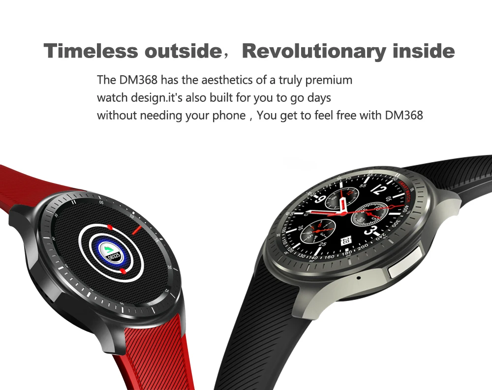 DM368 умные часы 1,3" AMOLED дисплей четырехъядерный Bluetooth 4,0 монитор сердечного ритма наручные часы для IOS Android телефонов Android 5,1