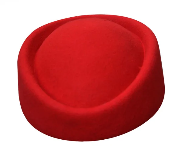 Женские шапки-вуалетки, Берет шерстяной фетр, зимняя шапка, Коктейльные, вечерние, свадебные, Fedoras, стюардесса, миллинери, головной убор, A139 - Цвет: Red