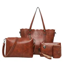 Летняя модная женская сумка, 4 шт., Женская Ретро сумка на руль+ сумка на плечо+ сумка для карт+ сумка через плечо для женщин