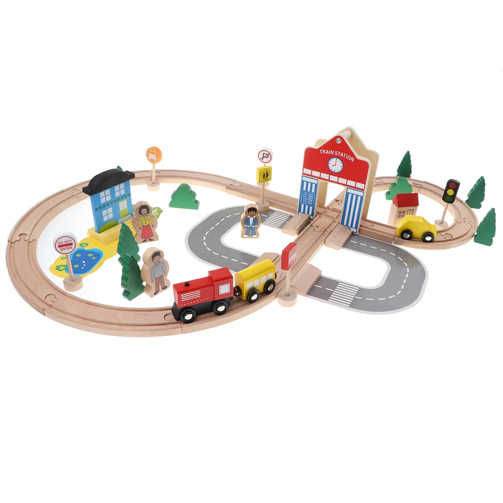 wooden train set bridge