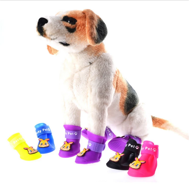 4pcs Pet Dog Shoes Waterproof Rain Pet Shoes for Small Dogs Puppy