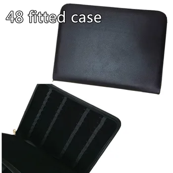 

LUXURY BLACK LEATHER PEN 48 PENS CASE HOLDER FREE SHIPPING
