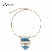 eManco Trending Vintage Геометрическая Choker цепи чокер& Подвески Женщины Turquoise Природные камни Синий Аксессуары Ювелирные изделия