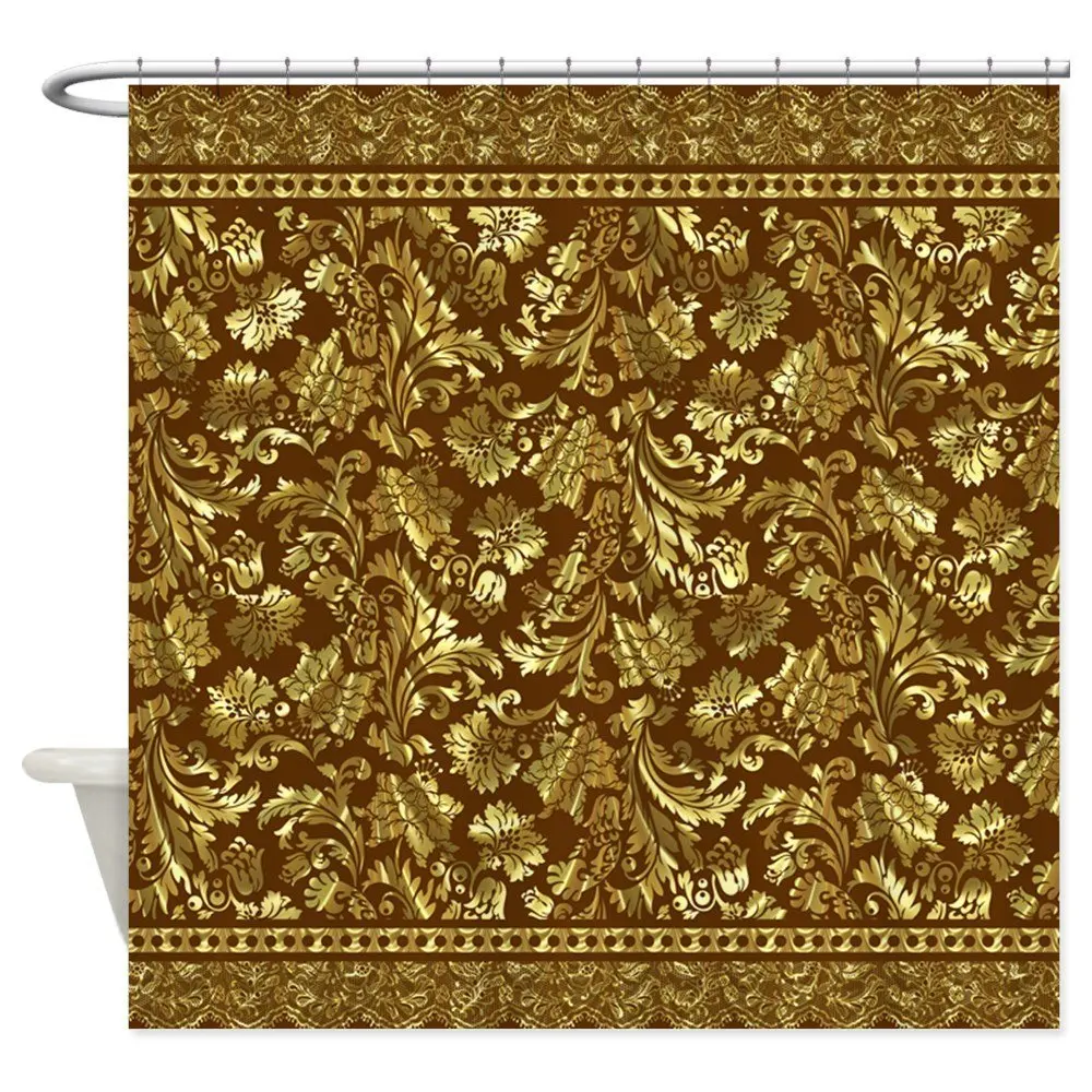 Metallic Gold Brown Vintage Floral Damasks And La Decorative Fabric