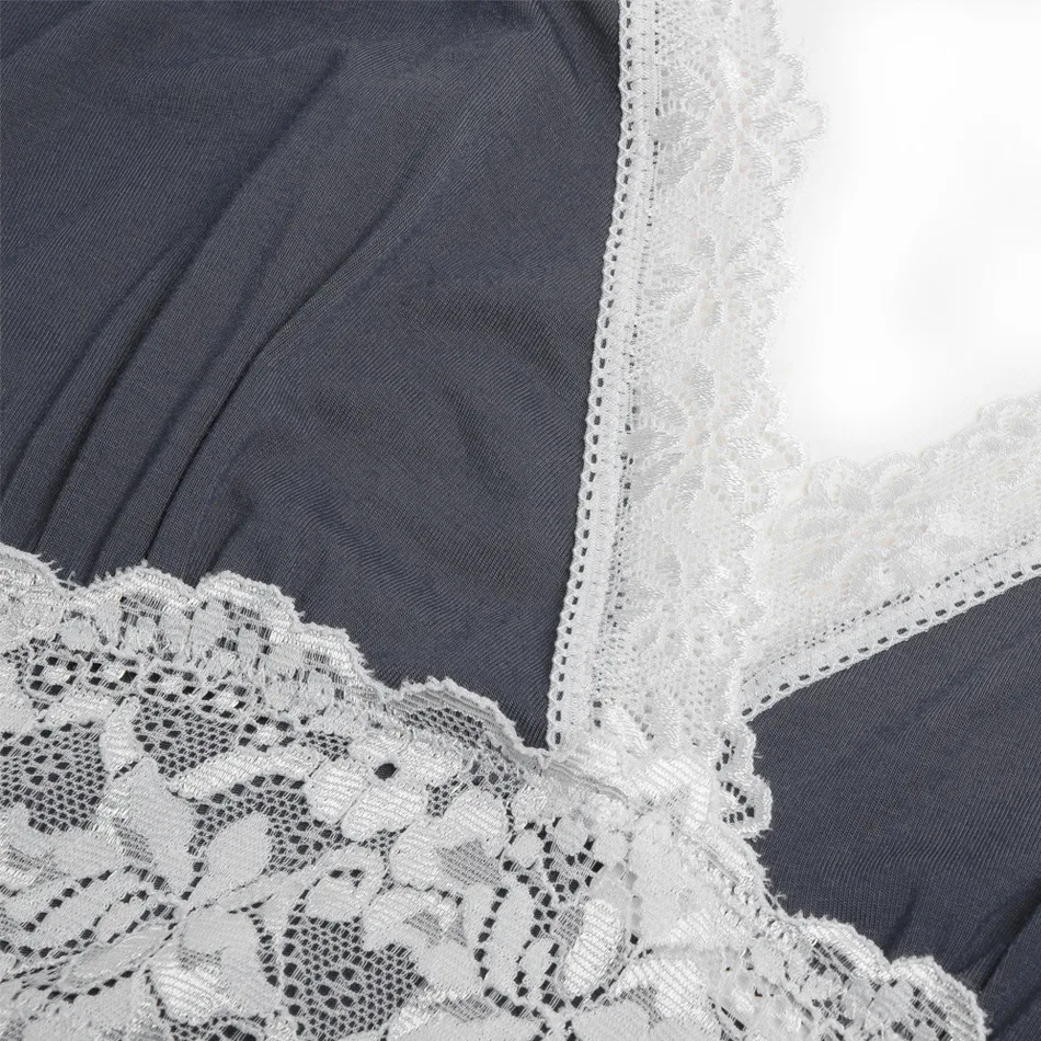 Ekouaer бренд сезон осень весна ночная рубашка Женская Сексуальная Спагетти ремень Кружева лоскутное белье платье пижамы Размер s-xl