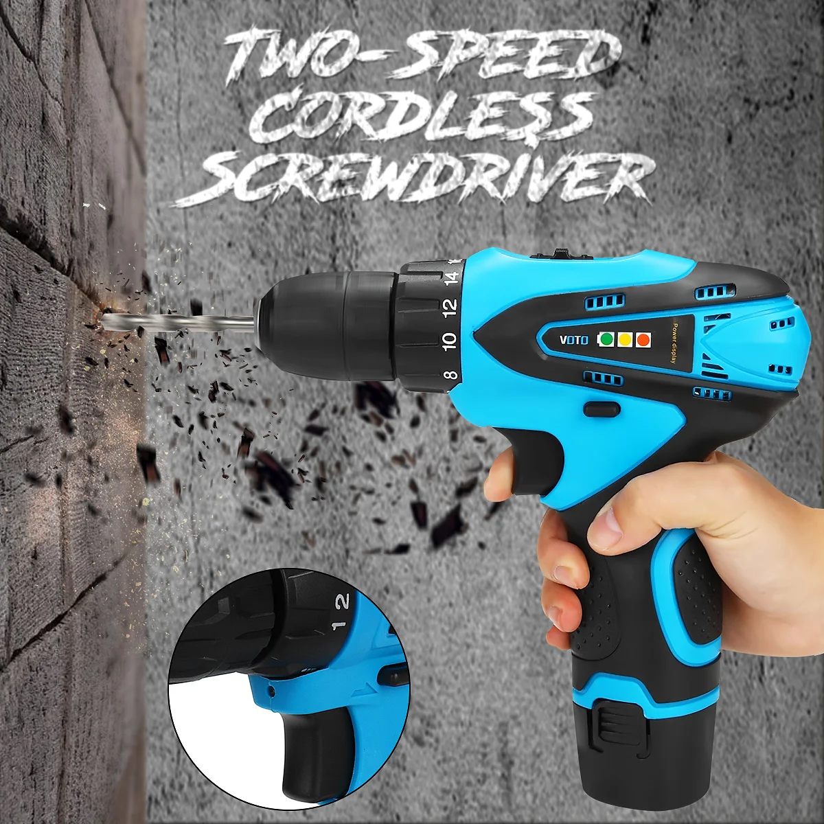 

Doersupp Two-speed Adjustment Button 21V EU Plug Cordless Screwdriver Tighten Loosen Screws Punch Torque 18 Gear Torque Tools