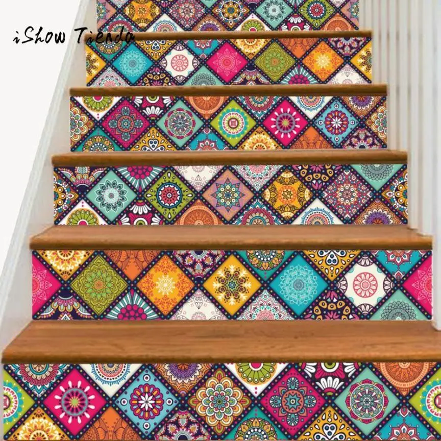 

6Pcs Staircase Stair Riser Floor Sticker DIY Wall Decal Fashion Stairs Decor vinilos decorativos para paredes decoracion