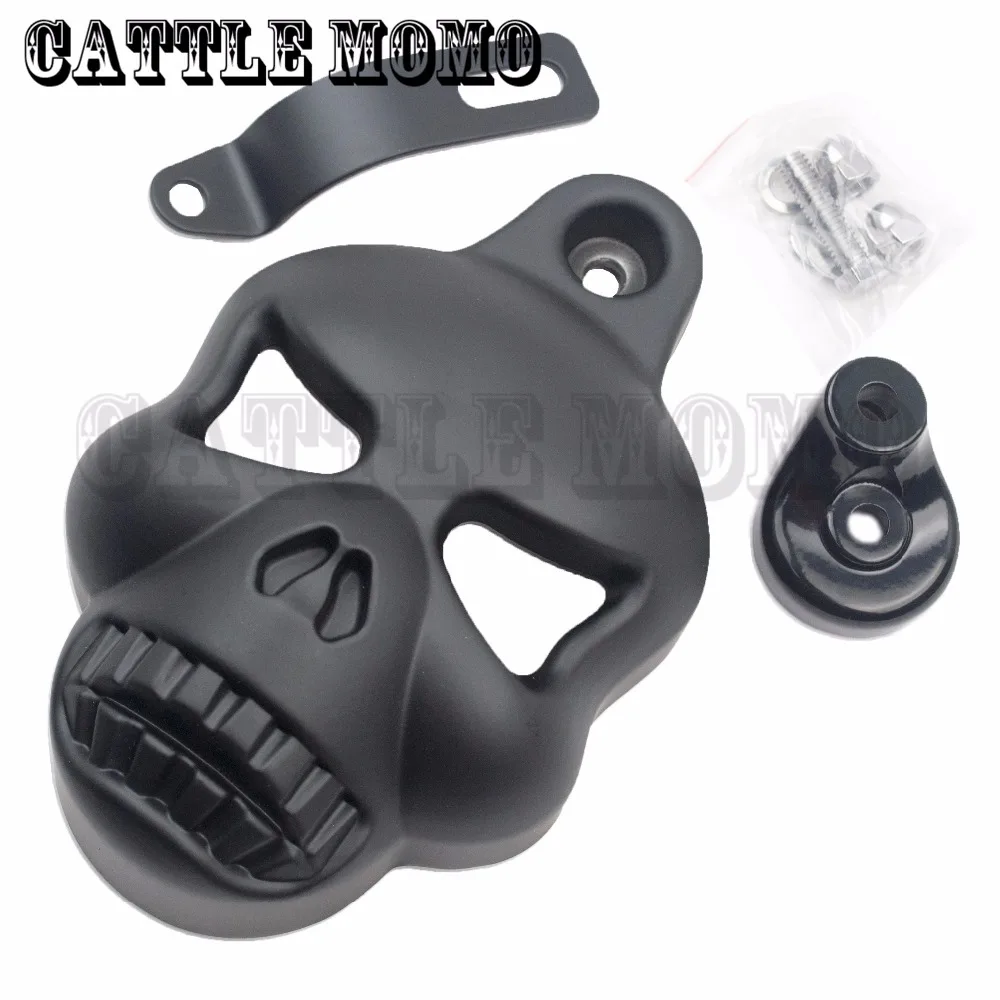 Black Chrome SKULL Motorbike HORN COVER For Harley Sportster Dyna