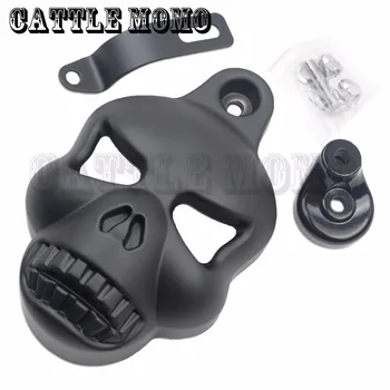Black Chrome SKULL Motorbike HORN COVER For Harley Sportster Dyna Softail Glide Ultra Road King Classic