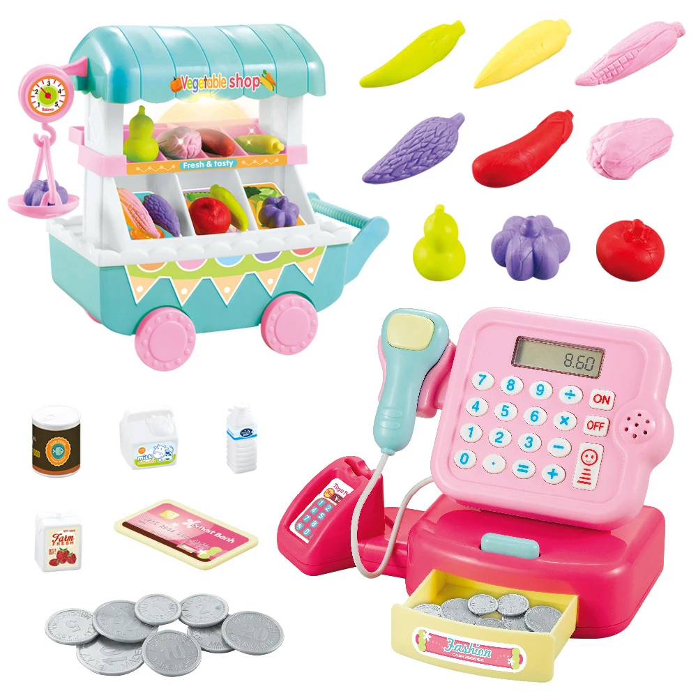 

Supermarket Trolley Toy Set Educational Gift Pretend Play Cash Register With Music Mini Smooth Simulation Funny Plastic Kids