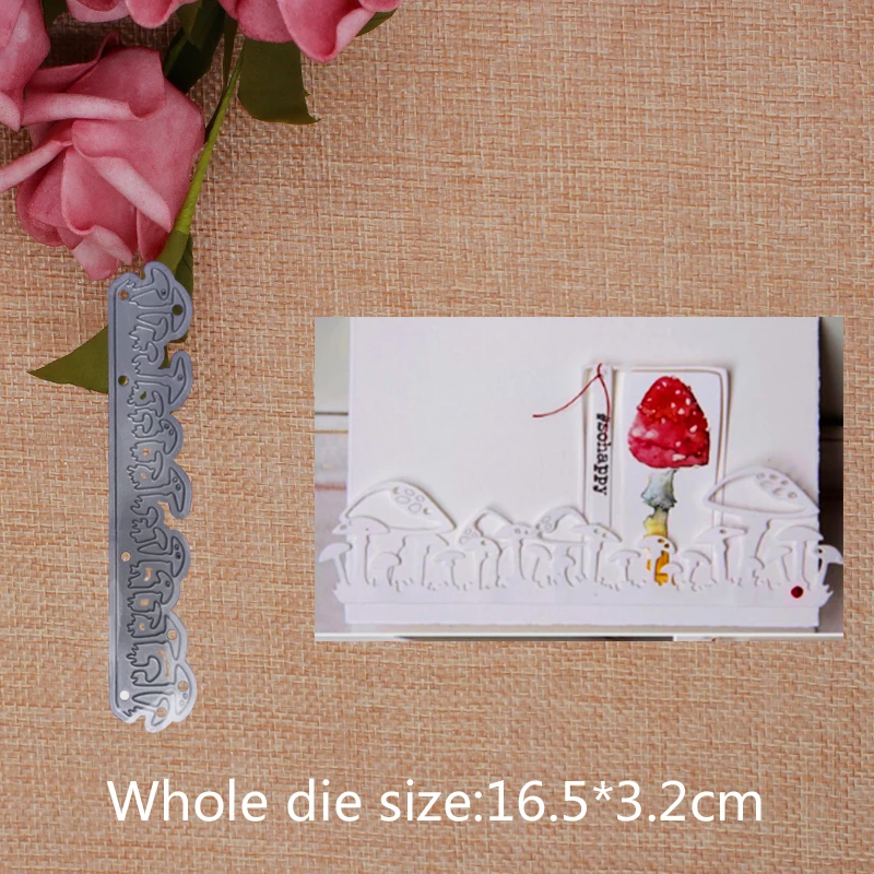 

New Design Craft Metal Cute Mushroom Strip Decoration Crapbooking Album Paper Card Craft Embossing Die Cuts 16.5*3.2CM