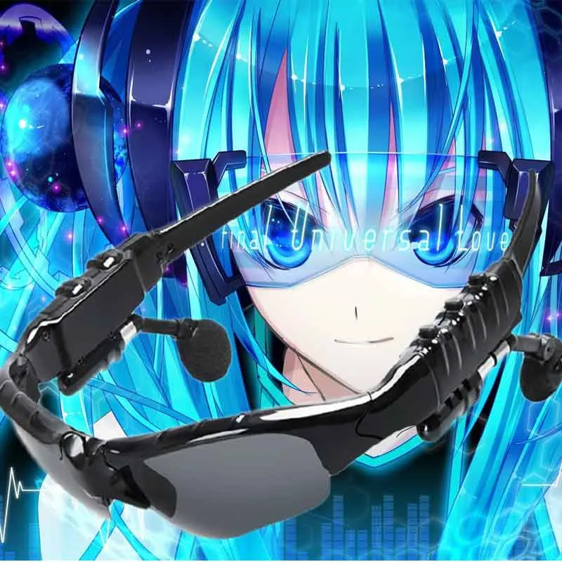 Аниме Хацунэ Мику Vocaloid Смарт солнцезащитные очки Bluetooth 4,1 стерео музыка носимые устройства Спортивная гарнитура для телефона MP3 MP4