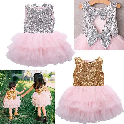 

Baby Girls Princess Dress 2016 New Cute Baby Summer Robe Fille Enfant Sleeveless Bow Tutu Cake Dresses 2-7Y Child Party Dress