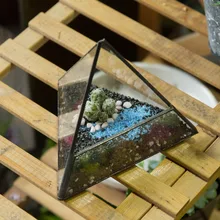 Modern Micro Landscape Pyramid Glass Geometric Terrarium DIY Tabletop Succulent Plant Terrarium Box Decorative Flower Pot