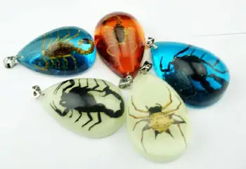 

FREE SHIPPING 17 PCS YQTDMY SCORPION GLOW LUCITE DROP SHAPE PENDANT INSECT TAXIDERMY