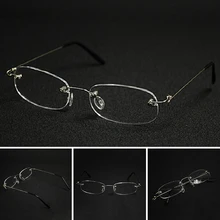 Для мужчин Для женщин Ультра-легкие очки для чтения бескаркасных металлических нога серебро смолы линзы очки 1,0 до 4,0 R178