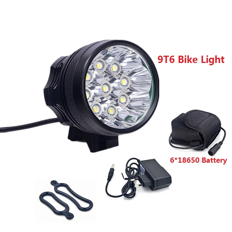 

Bicycle front Light 9x XM-L T6 LED Bike Headlight 12000lm Rechargeable 18650 Battery Mountain Bike Lamp +Charger+Headband