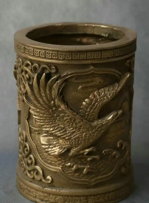 Маркированная китайская династия медная резьба ястреб Орл король птица Кисть