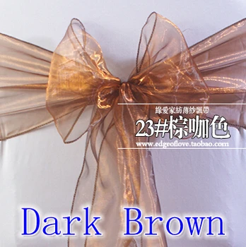 

Dark Brown color Organza sash chair sash crystal sash wedding party hotel show decoration shimmer shiny bow tie chair band