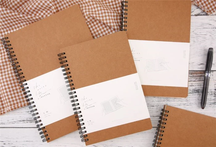 

vintage kraft paper notebook coil binding time planning notebook blank/grid/line styles for options 68 sheets A5/B5 sizes