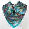 Spring And Autumn Female Satin Scarf,Big Square Scarves Hijabs Printed,Women Scarf,Purple Polyester Silk Scarf Shawl 90*90cm 4