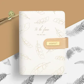 

Feather Gold Stamping Hand Book Loose Leaf Notebook gift box Diy Notebook Plan Agenda Planner Organizer Appointment Book