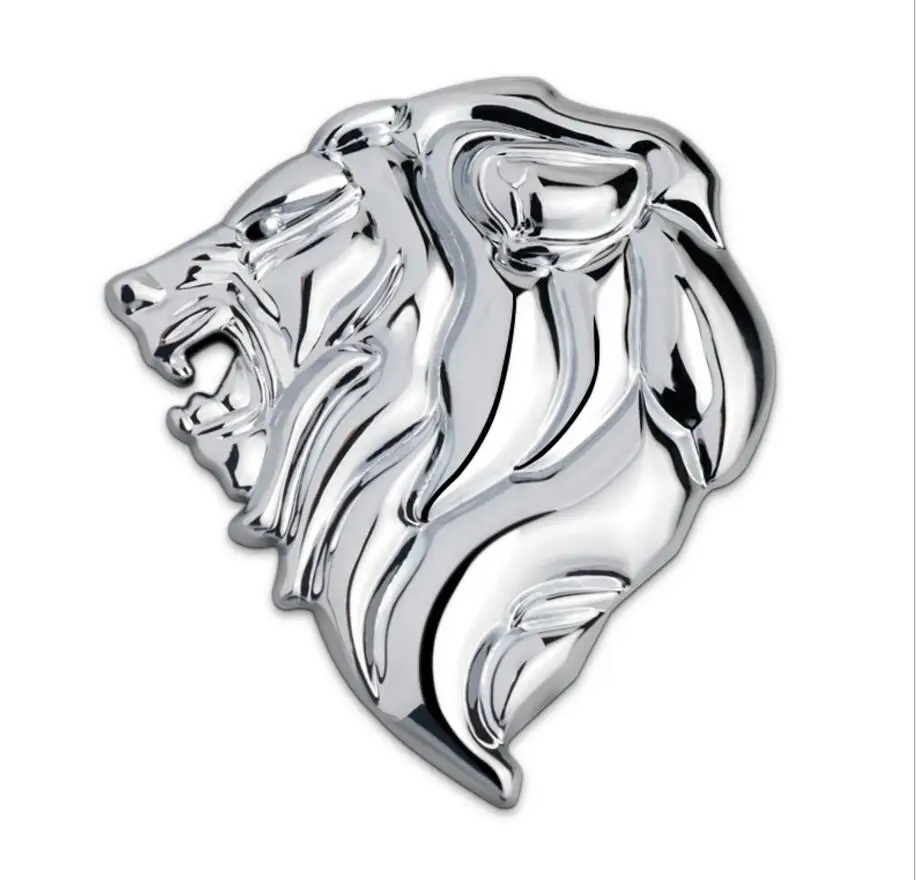 50 Pieces Chrome Metal Lion Head Car styling Accessories Chrome Metal