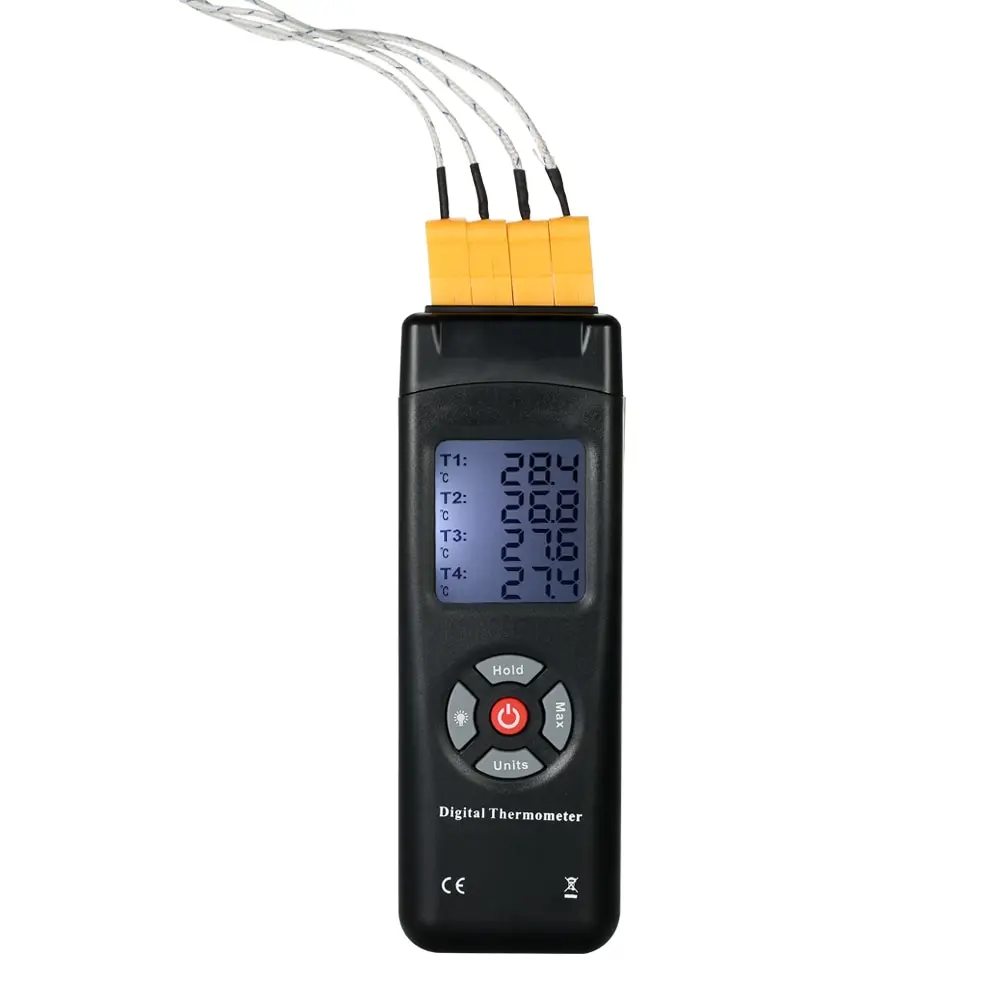 

-50-1350 Degrees Digital Thermometer 4-Channel K-Type thermostat Thermocouple temperature Sensor thermoregulator Data Hold Func