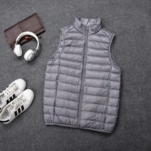 Поступление бренд Для мужчин без рукавов зимняя куртка светло белый гусиный пух жилет Для мужчин досуг жилет для мужчин жилет M# d24