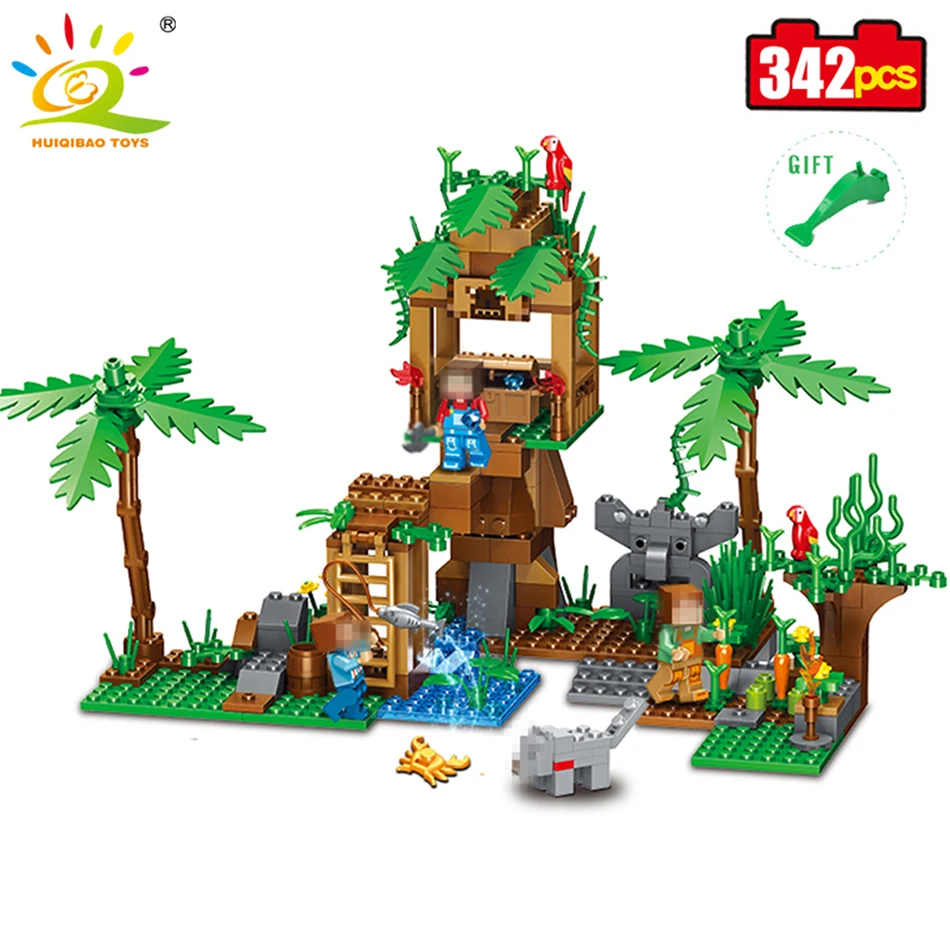 

HUIQIBAO TOYS 342pcs My World Series Tree House Island Model Building Block Compatible Legos Minecrafted City Brick For Children