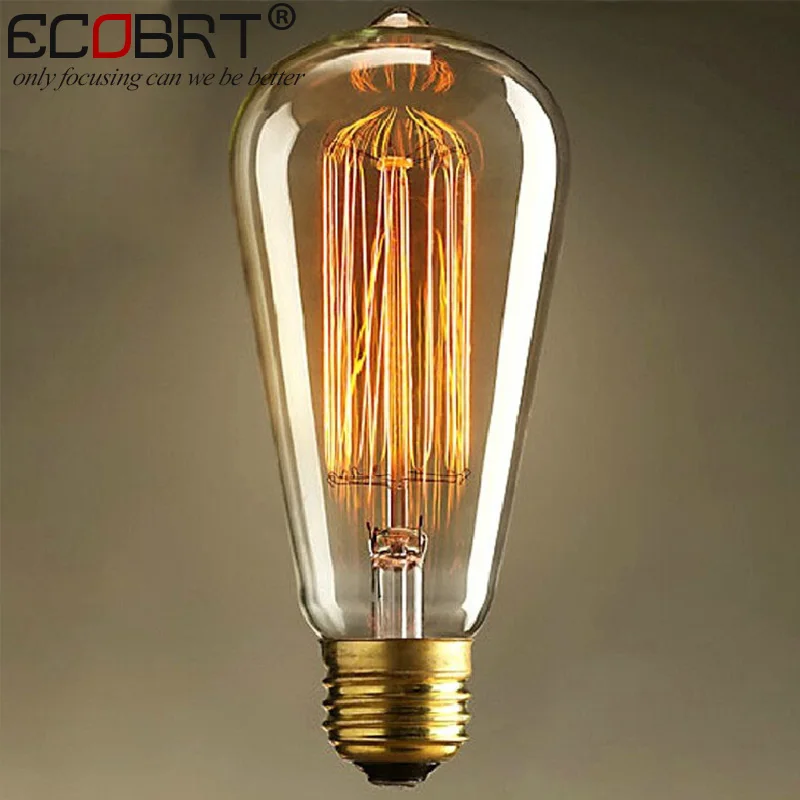 ECOBRT ST64 Edison Style E27 Bulb lamps in retro chandelier Incandescent bulb